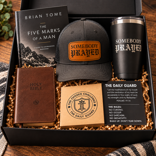 Christian Gift Box for Men | Bible, Devotional, Faith Hat & Tumbler